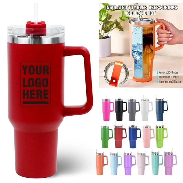 40oz Stainless Steel Insulated Tumbler with Lid and Straw