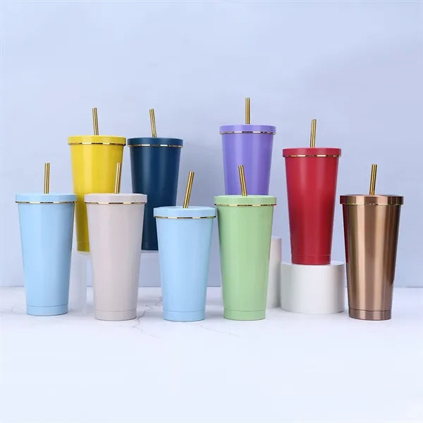 17 Oz Metallic Coffee Tumbler Insulated Metal Cup
