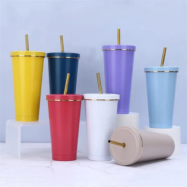 17 Oz Metallic Coffee Tumbler Insulated Metal Cup