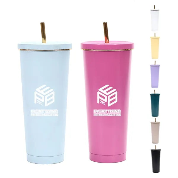 25oz Portable Stainless Steel Straw Cup