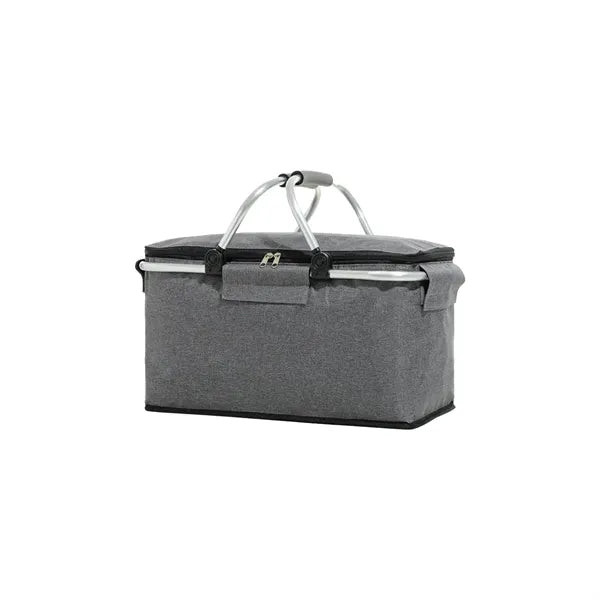 Fabric Picnic Basket With Foldable Frame For Outdoor Use