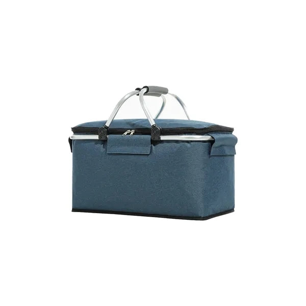Fabric Picnic Basket With Foldable Frame For Outdoor Use