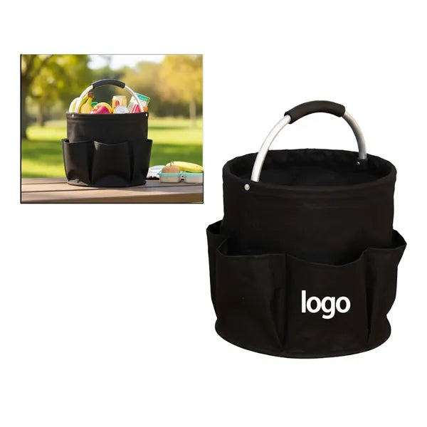 Oxford Fabric Picnic Basket With Handle And Storage Pockets