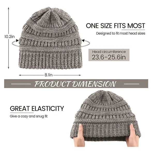 Satin Lined Knit Beanie Winter Hat