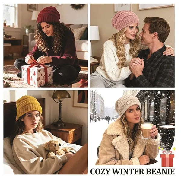 Satin Lined Knit Beanie Winter Hat