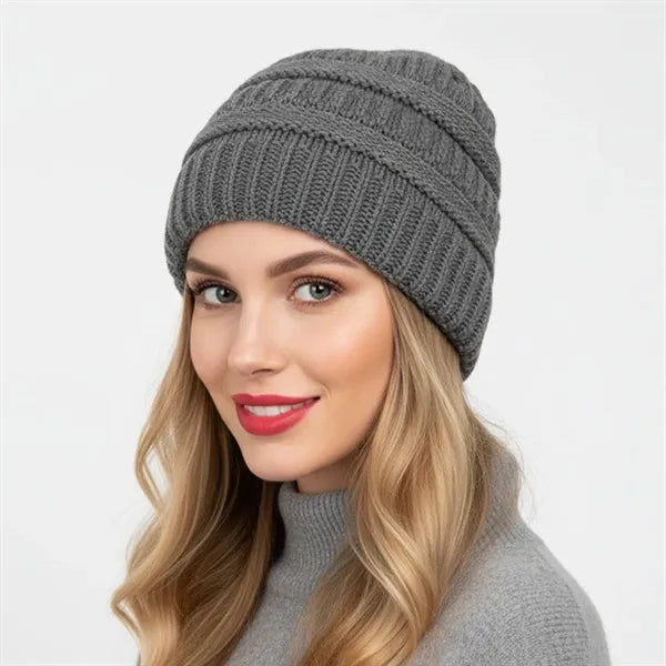 Satin Lined Knit Beanie Winter Hat