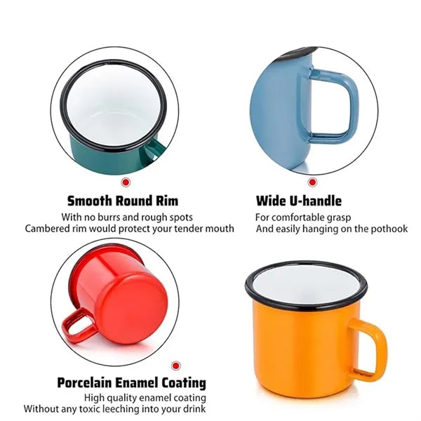 Enamel Mug Tea Camp Drinking Cups 12 oz