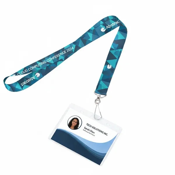 3/4" Dye Sublimated Lanyard With Clear Badge Holder