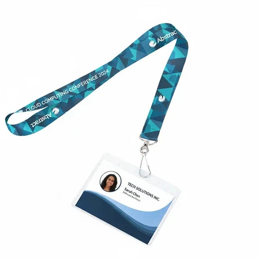 3/4" Dye Sublimated Lanyard With Clear Badge Holder