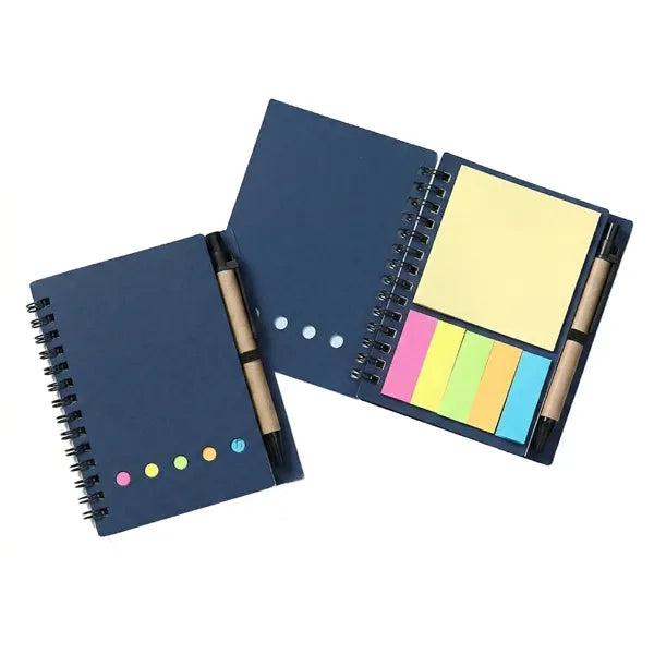 Spiral Kraft Notepad with Sticky Notes and Pen