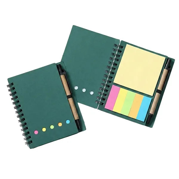 Spiral Kraft Notepad with Sticky Notes and Pen