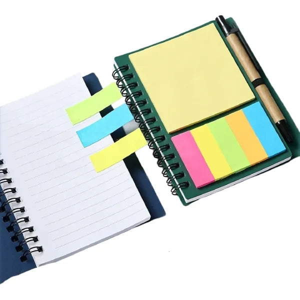 Spiral Kraft Notepad with Sticky Notes and Pen
