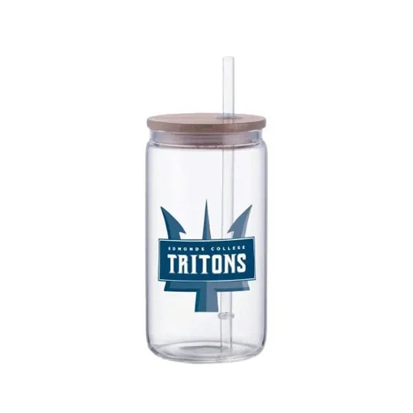 18 oz Glass Tumbler with Straw and Bamboo Lid