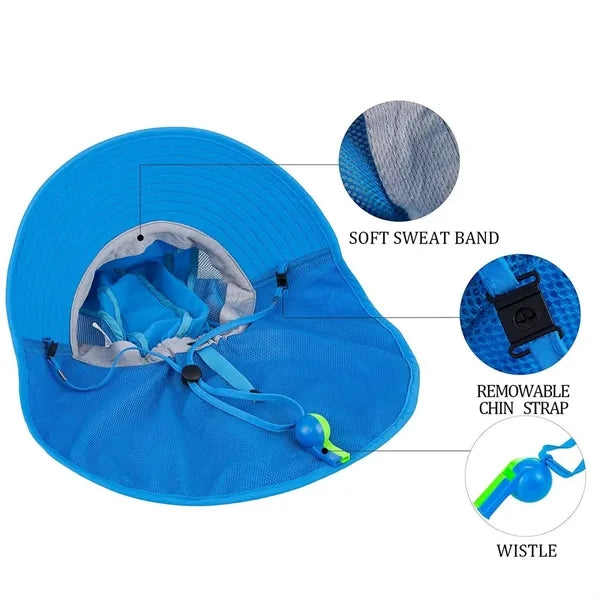 Wide Brim Sun Hatn for Kids with Neck Flap