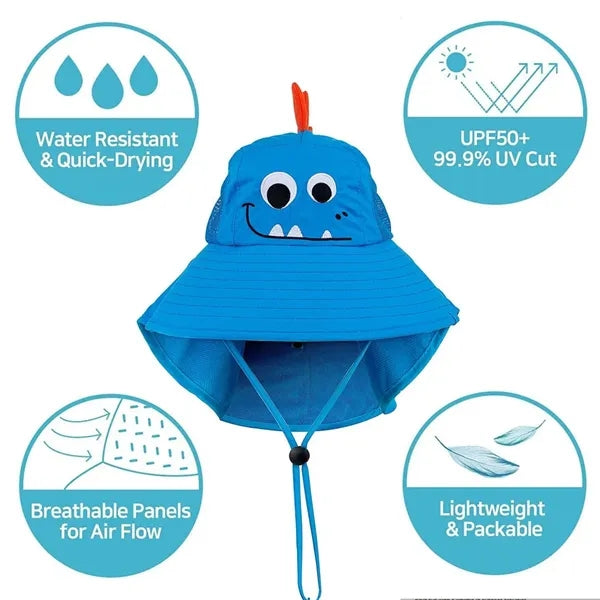 Wide Brim Sun Hatn for Kids with Neck Flap