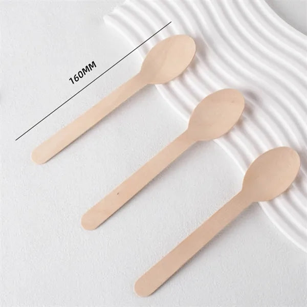 6.3" L Eco-Friendly Wooden Spoons Disposable Utensils