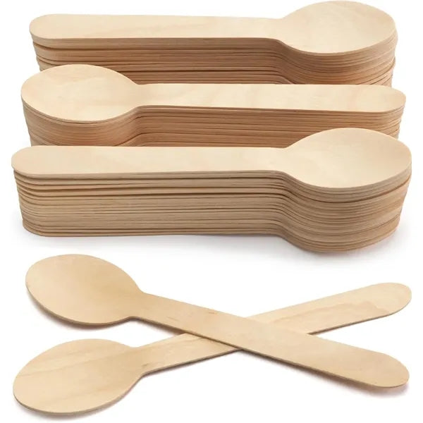 6.3" L Eco-Friendly Wooden Spoons Disposable Utensils