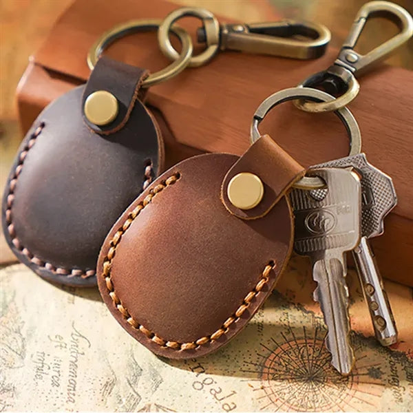 Leather Airtag Holder Keychain