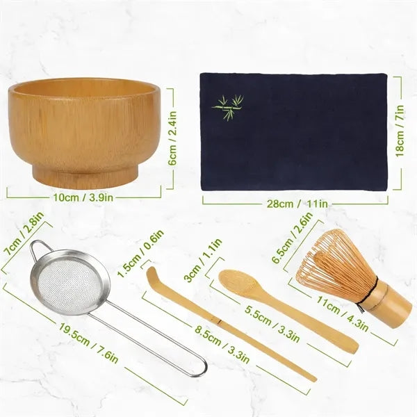 Matcha Whisk Kit Tea Set Bamboo Scoop Sifter Holder Custom
