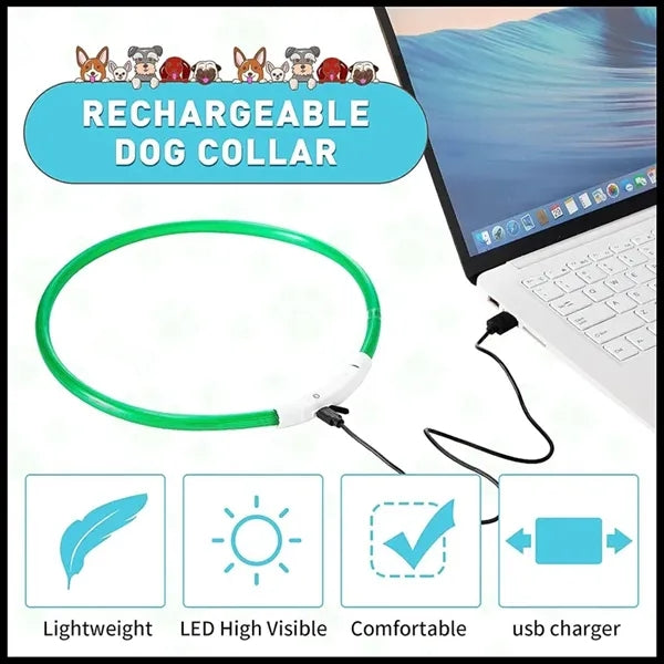 USB Rechargeable LED Dog Collar Night Safety Light