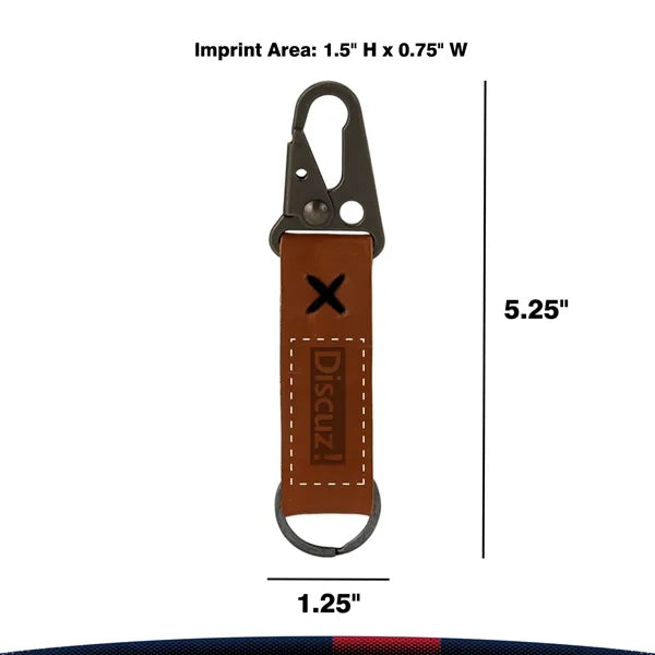 Vintheir Antique Nickel Carabiner Leather Keychain