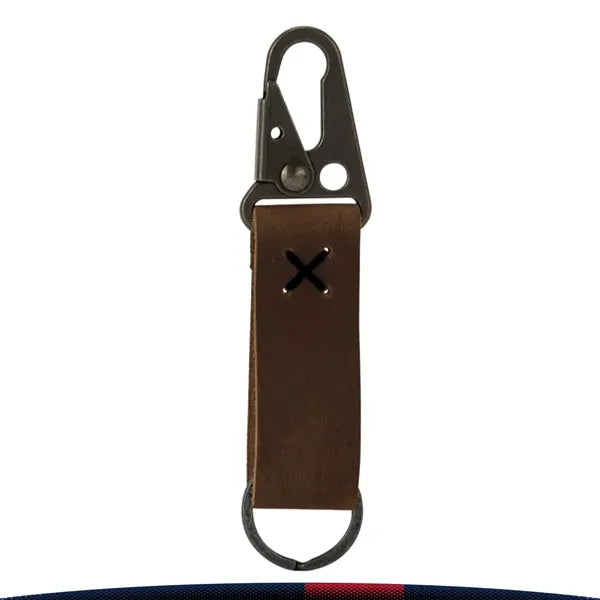 Vintheir Antique Nickel Carabiner Leather Keychain