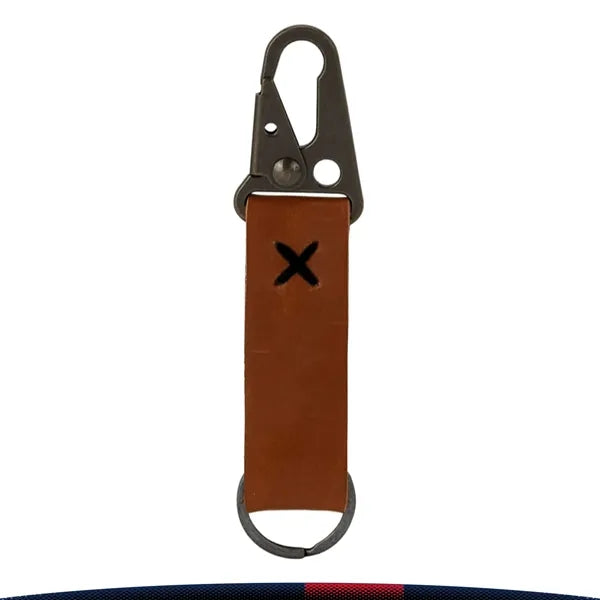 Vintheir Antique Nickel Carabiner Leather Keychain