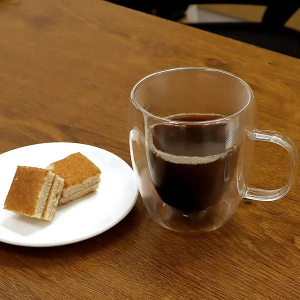 Clear Double-Wall Insulated Coffee Cup with Handle