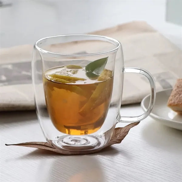 Clear Double-Wall Insulated Coffee Cup with Handle
