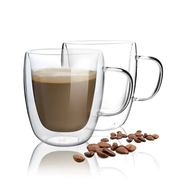 Clear Double-Wall Insulated Coffee Cup with Handle