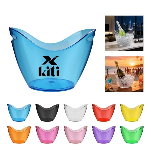 4L Clear Plastic Ice Bucket Cooler With Handle