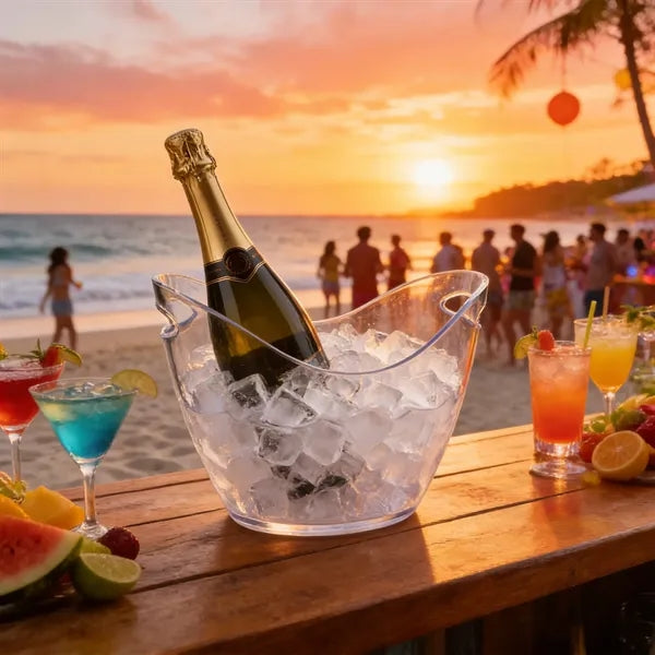 4L Clear Plastic Ice Bucket Cooler With Handle