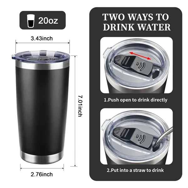 20oz Insulated Tumbler with Straw and Lid Keeps Drinks Hot