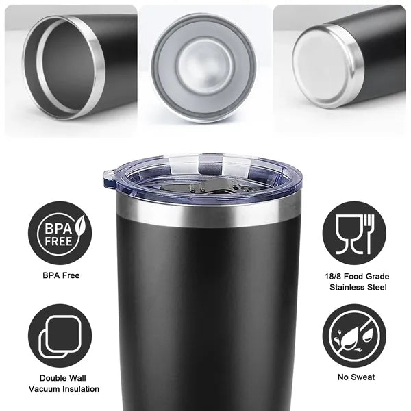20oz Insulated Tumbler with Straw and Lid Keeps Drinks Hot
