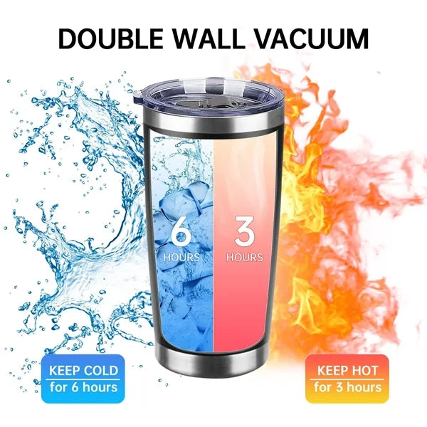 20oz Insulated Tumbler with Straw and Lid Keeps Drinks Hot