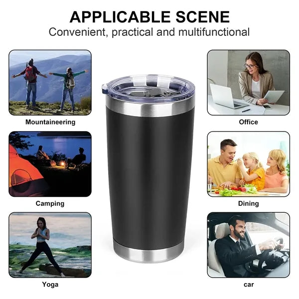 20oz Insulated Tumbler with Straw and Lid Keeps Drinks Hot