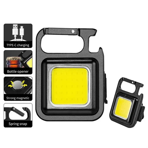 Mini Keychain LED Light with Folding Bracket & Bottle Opener