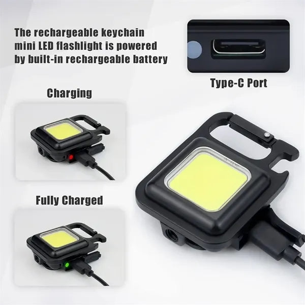 Mini Keychain LED Light with Folding Bracket & Bottle Opener