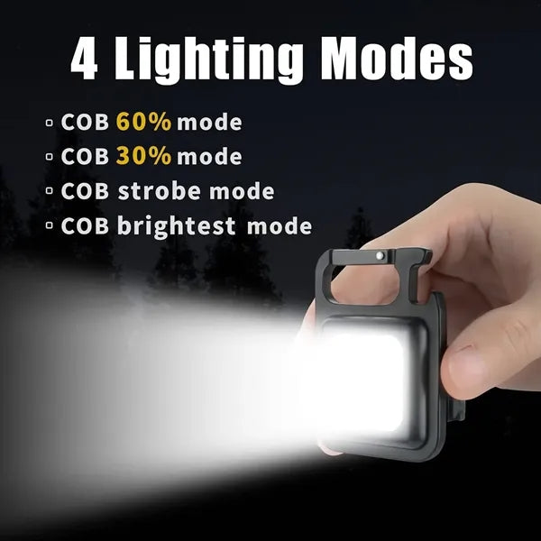 Mini Keychain LED Light with Folding Bracket & Bottle Opener