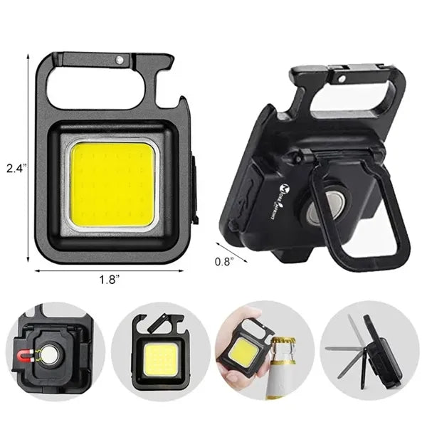 Mini Keychain LED Light with Folding Bracket & Bottle Opener