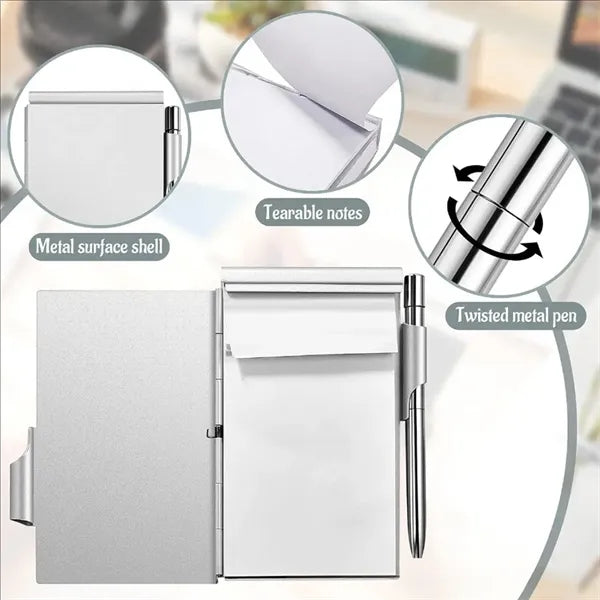 Metal Pocket Notebook With Pen And Refillable Paper