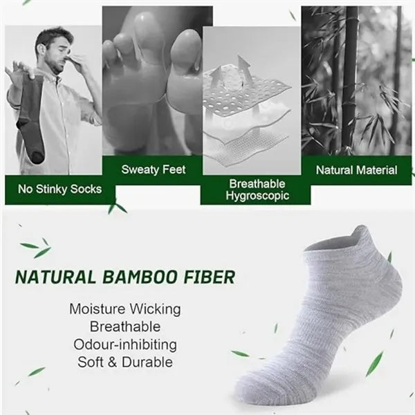Premium Bamboo Fiber Men's Ankle Socks - Naturally Antibacte