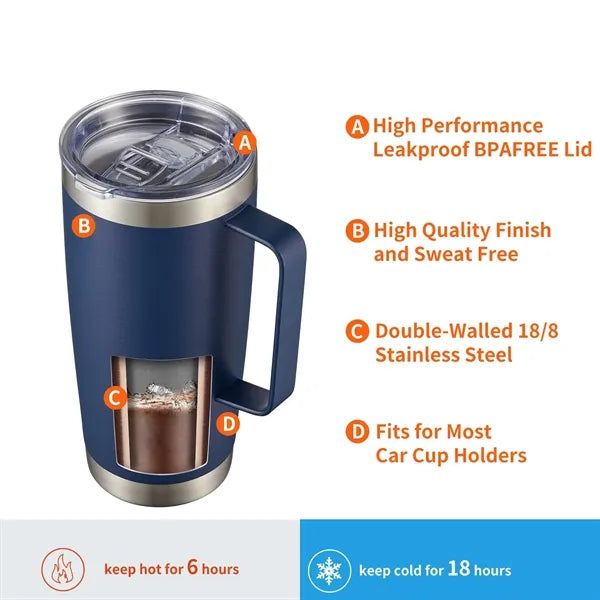 20oz Stainless Steel Tumbler Mug with Secure Lid