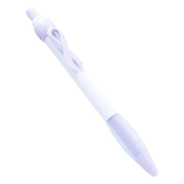 MOQ Cancer Awareness Ribbon Ballpoint Pen with Rubber Grip