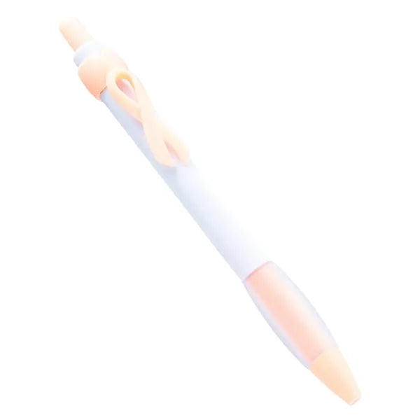MOQ Cancer Awareness Ribbon Ballpoint Pen with Rubber Grip