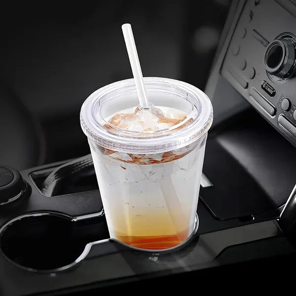 24Oz. Custom Clear Plastic Tumblers with Straws & Lids