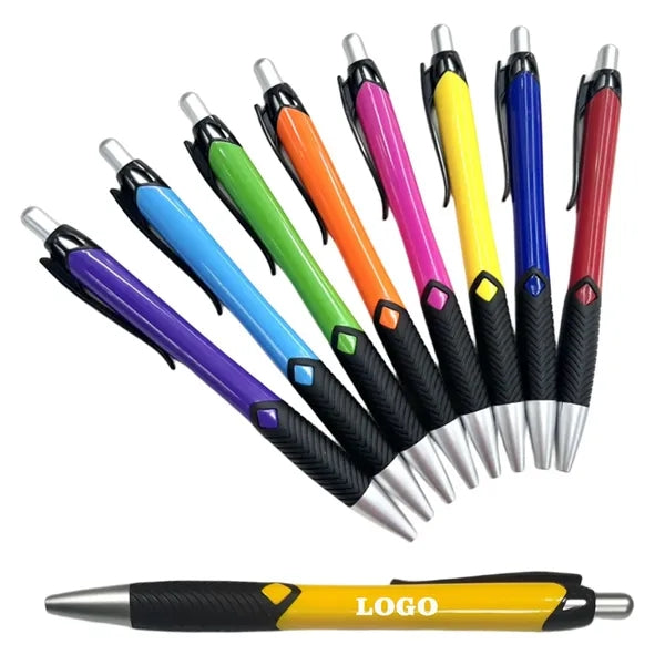 Plastic Ballpoint Pen With Rubber Sleev