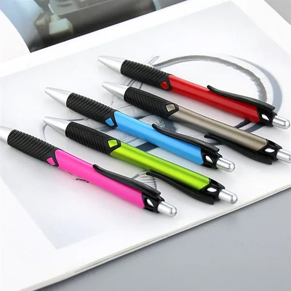 Plastic Ballpoint Pen With Rubber Sleev