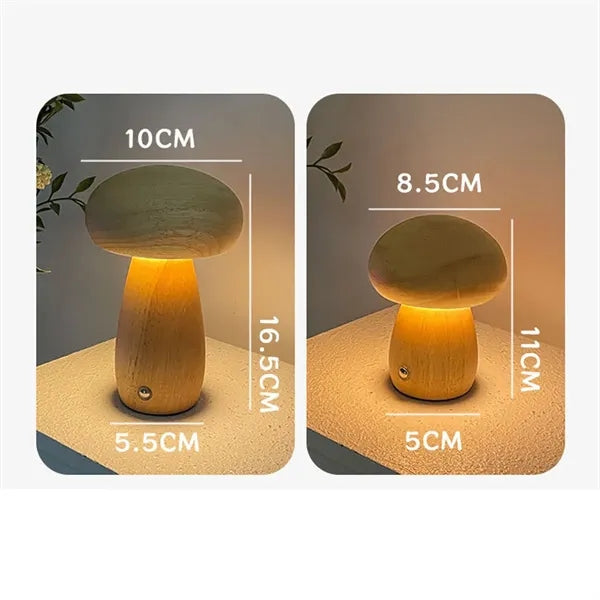 LED Wooden Mushroom Lamp