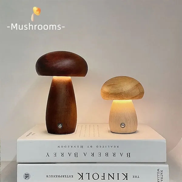 LED Wooden Mushroom Lamp